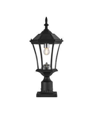 Outdoor Solar Post Light with Pier Base, Dusk to Dawn, Waterproof Aluminum Fixture