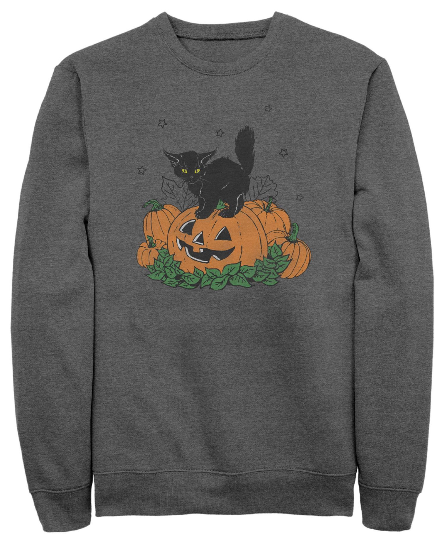 Men's Pumpkin Kitty Graphic Crewneck Cotton-Blend Sweatshirt