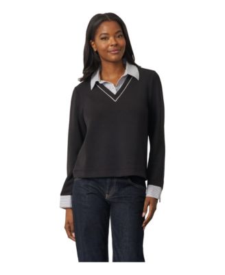 Women's Long-Sleeve Layered V-Neck Top