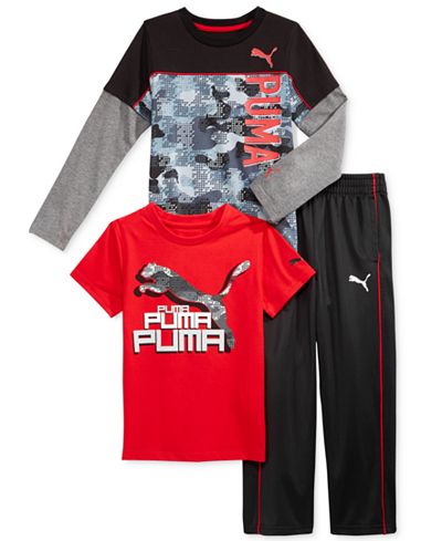 Puma 3-Pc. T-Shirt, Shirt & Pants Set, Toddler Boys (2T-5T) & Little Boys (2-7)