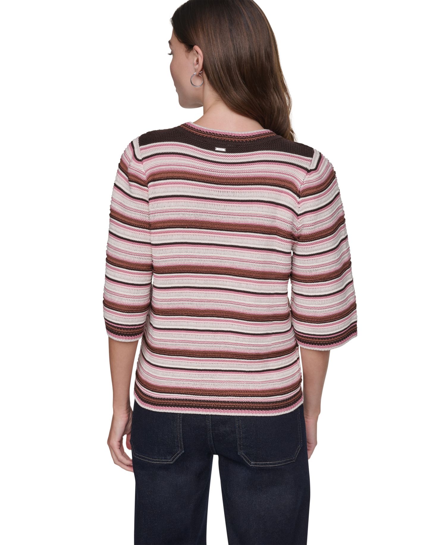 Women's Striped Rugby Puff-Sleeve Sweater