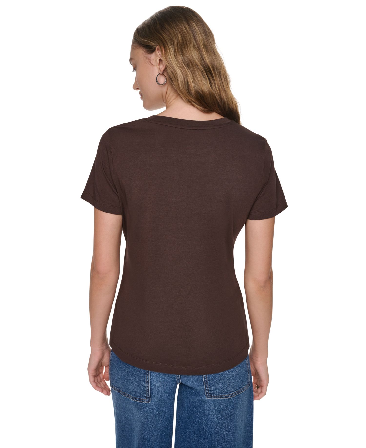 Women's Stacked Logo Mixed Sequins Crew Neck T-Shirt