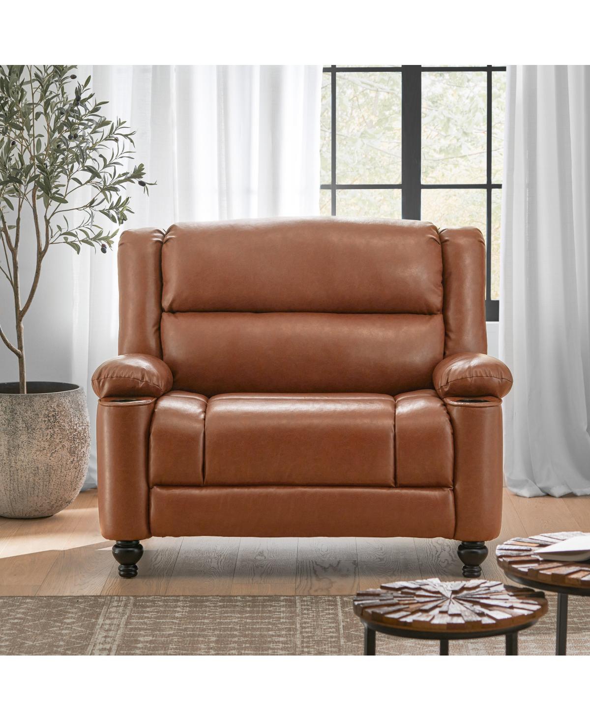 Streamdale Furniture Faux Leather Manual Recliner with Cup Holders