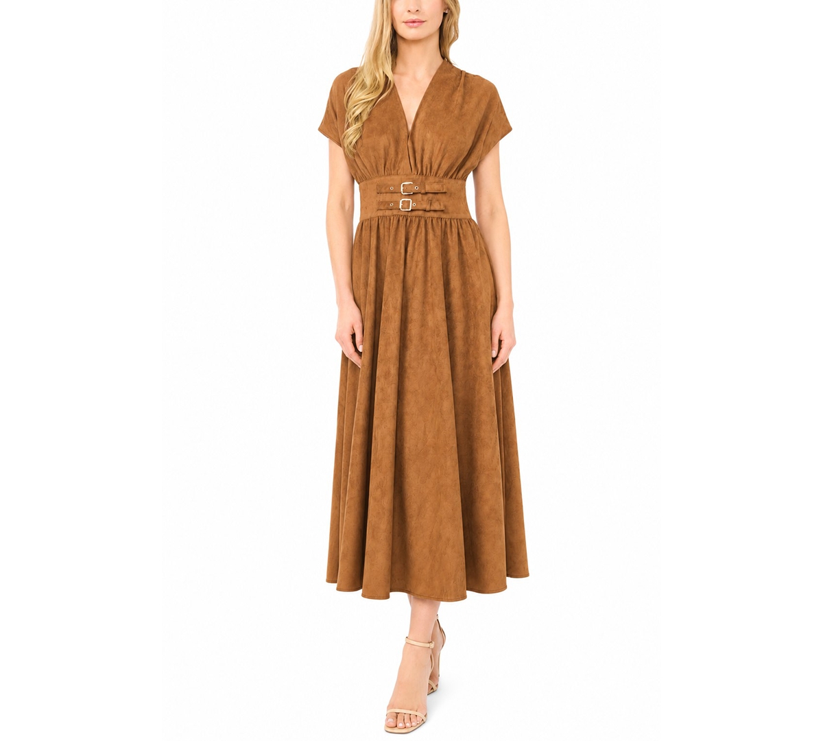 Parker Women's The Noa Short-Sleeve V-Neck Midi Faux Suede Dress