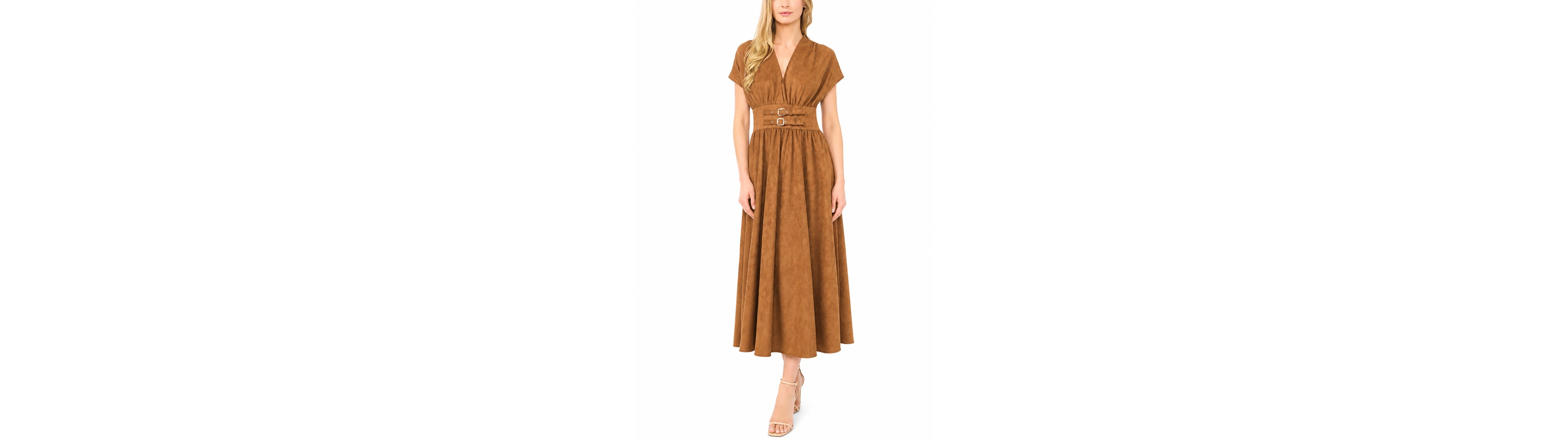 Parker Women's The Noa Short-Sleeve V-Neck Midi Faux Suede Dress