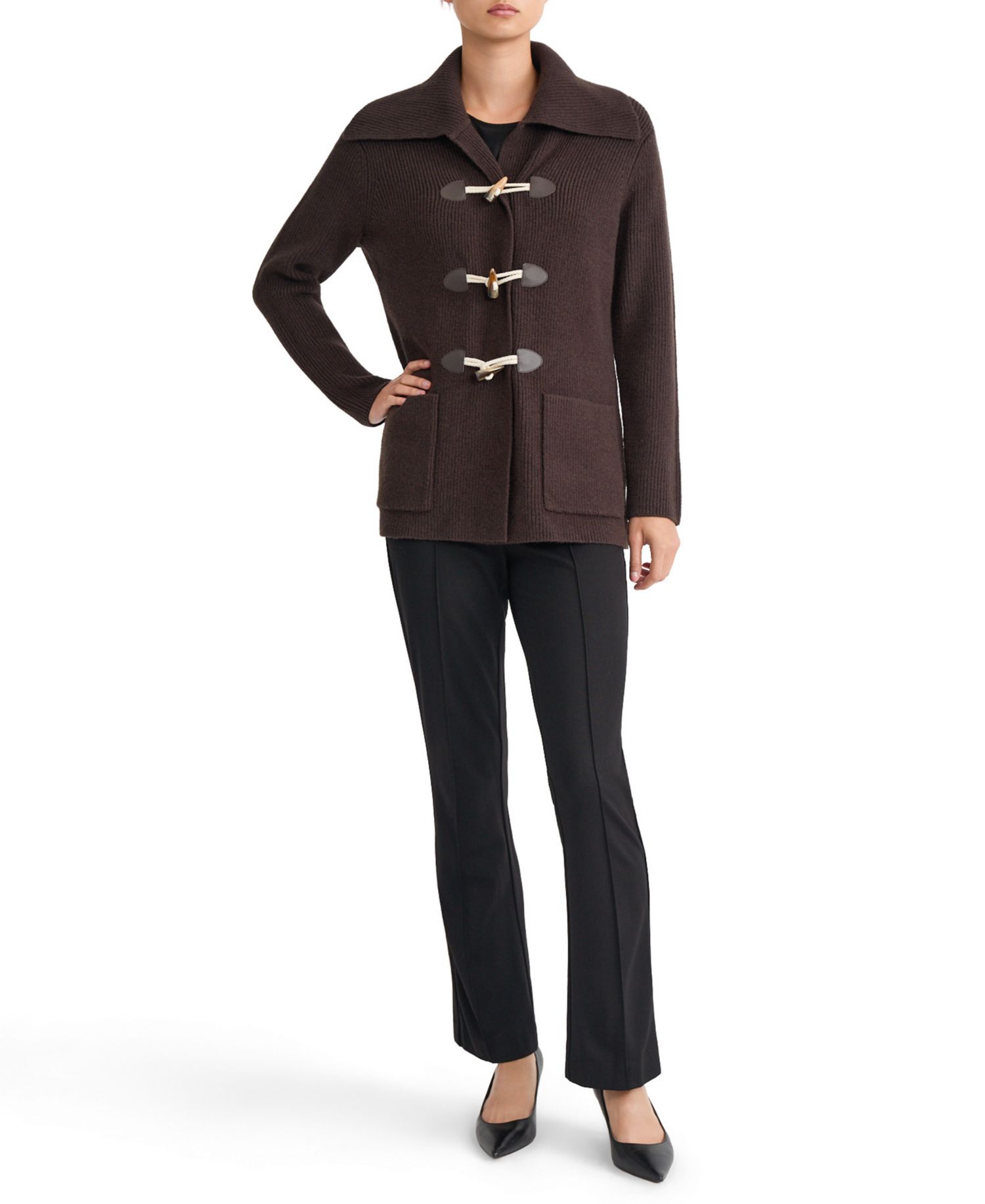 Women's Mid-Length Toggle-Front Collared Coat