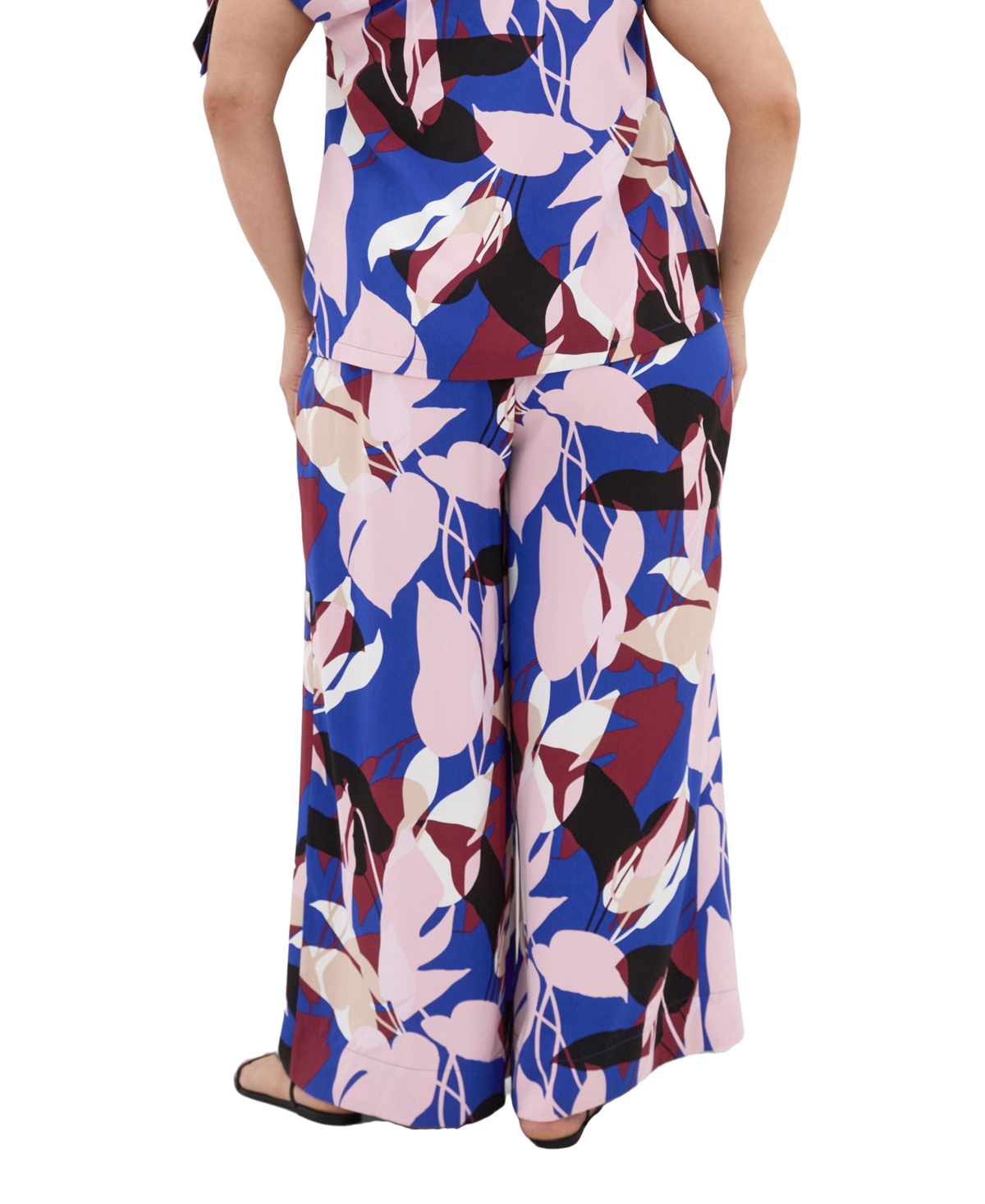 City Chic Plus Floral-Print High-Rise Wide-Leg Pants