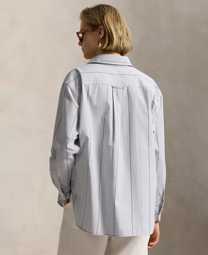 Women's Oversize-Fit Striped Cotton Shirt - thumbnail 9