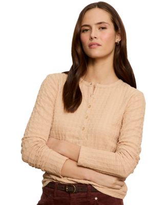 Women's Not So Basic Textured Long-Sleeve Henley Top