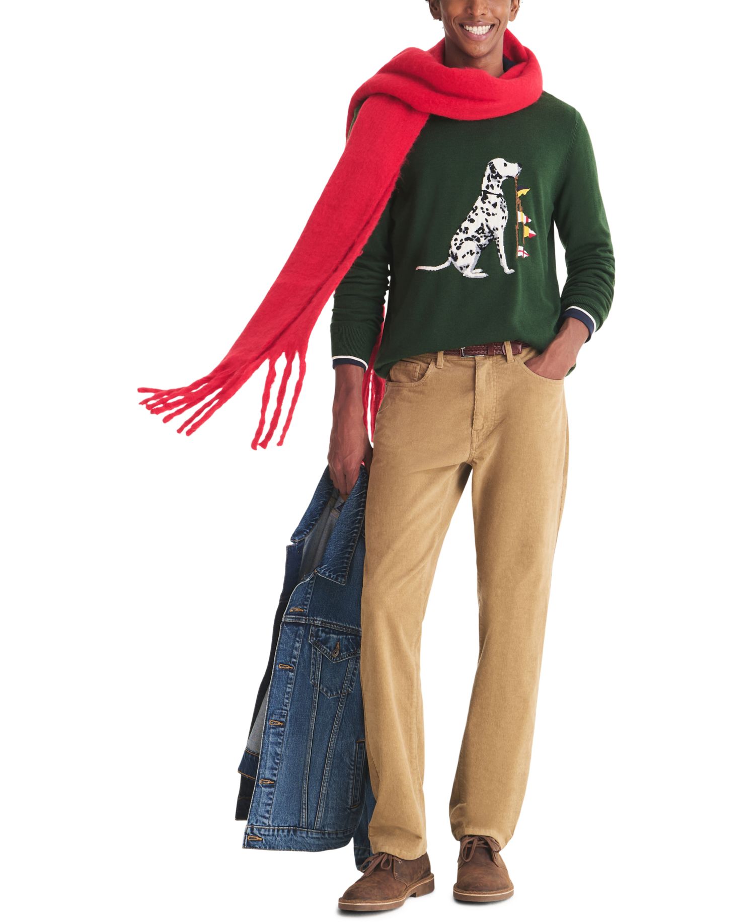 Men's Dog Intarsia Crewneck Sweater