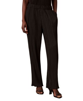 Women's Pull-On Straight-Leg Plisse Pleat Pants
