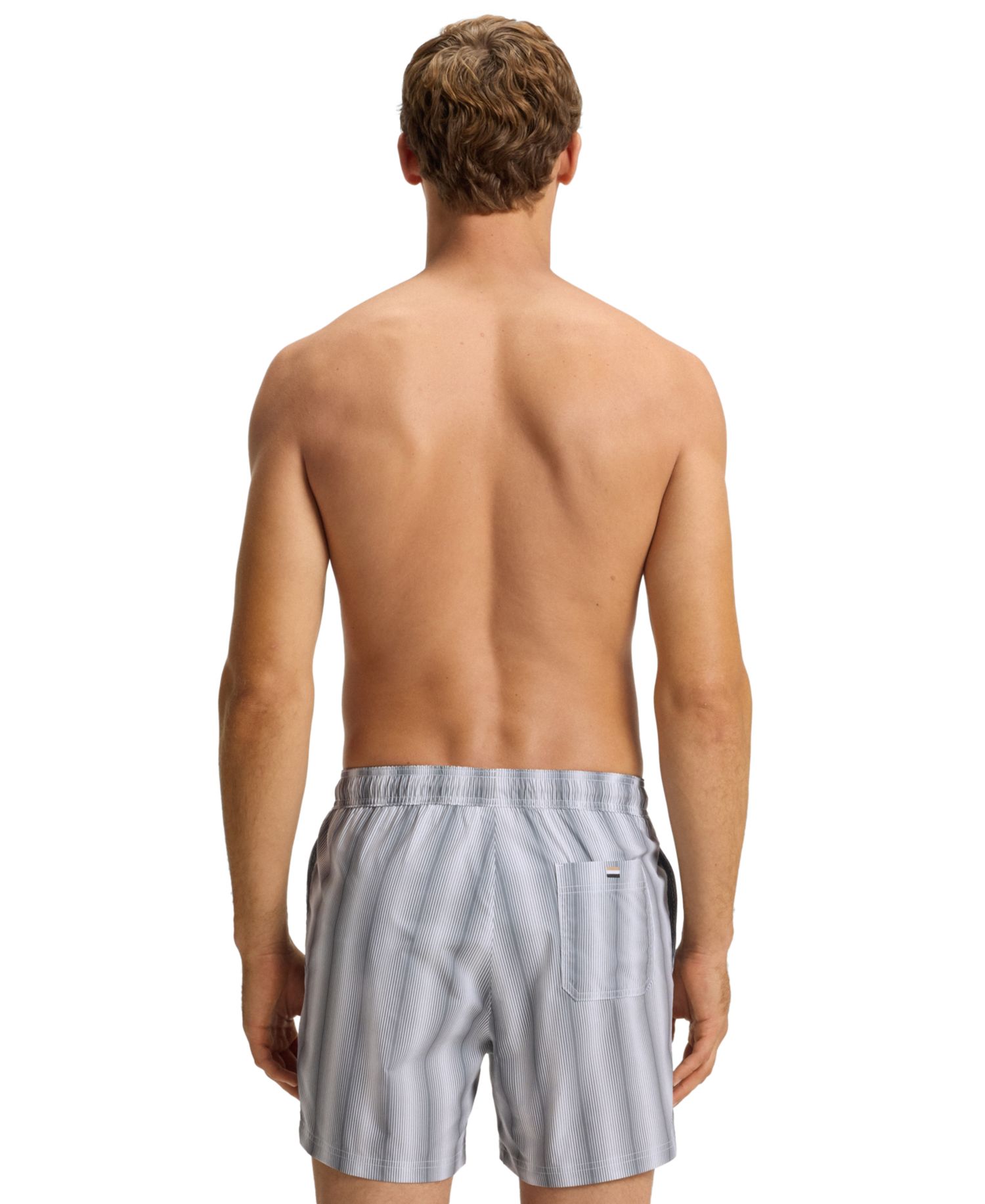 BOSS by Men's 5" Flounder Stripe Print Swim Trunks