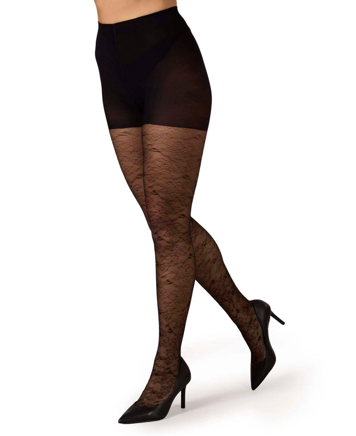 Женские колготки MeMoi Sketch Floral Sheer Control Top Tights, цвет: Чёрный — фото 9