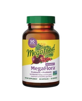 MegaFlora Probiotics for Women, Probiotic + Prebiotic, 50 Billion Live Cultures, 60 Capsules