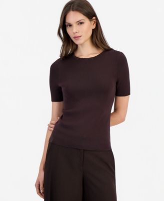 Women's Short-Sleeve Scoop-Neck Sweater