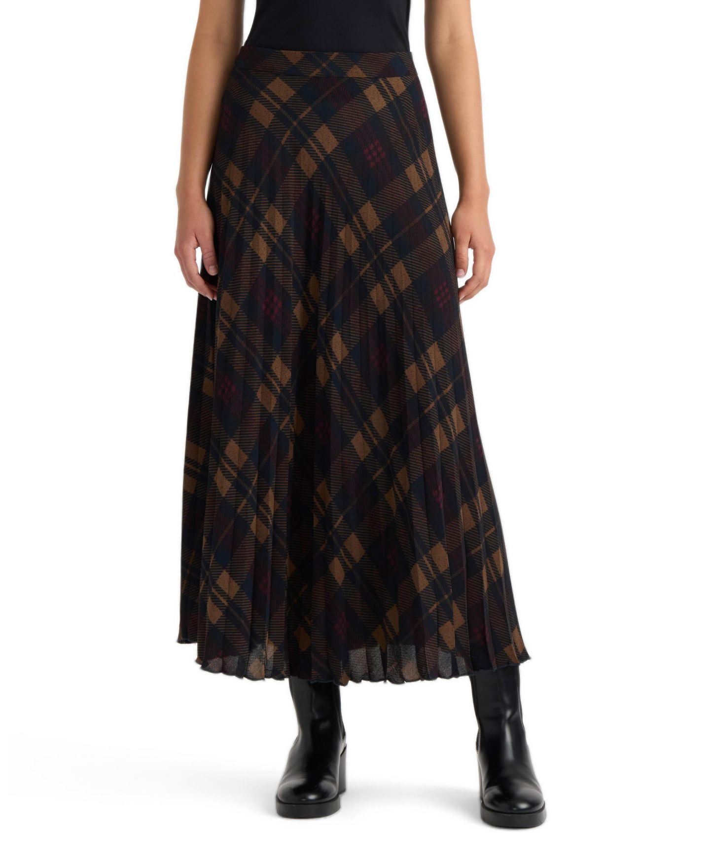 Женская юбка NVLT Pull-On Pleated, цвет: Тёмно-синий клетчатый — фото 1