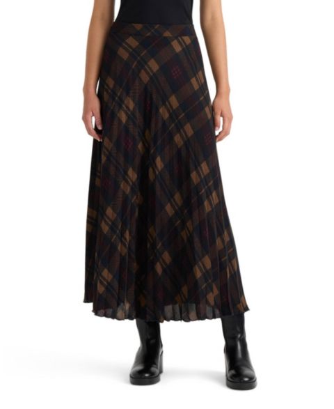 Женская юбка NVLT Pull-On Pleated, цвет: Тёмно-синий клетчатый