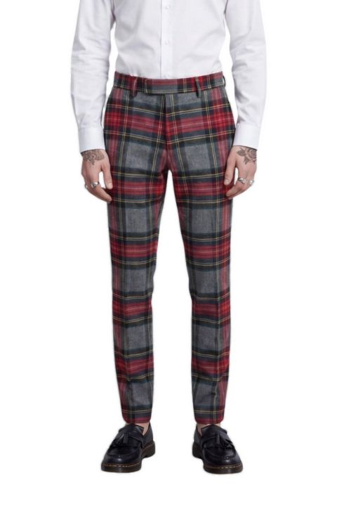 Мужские брюки Twisted Tailor Cardosi Slim-Fit Tuxedo Wool Suit, цвет: Красный серый