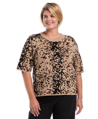 Plus Size Boxy Crewneck Short-Sleeve Sweater