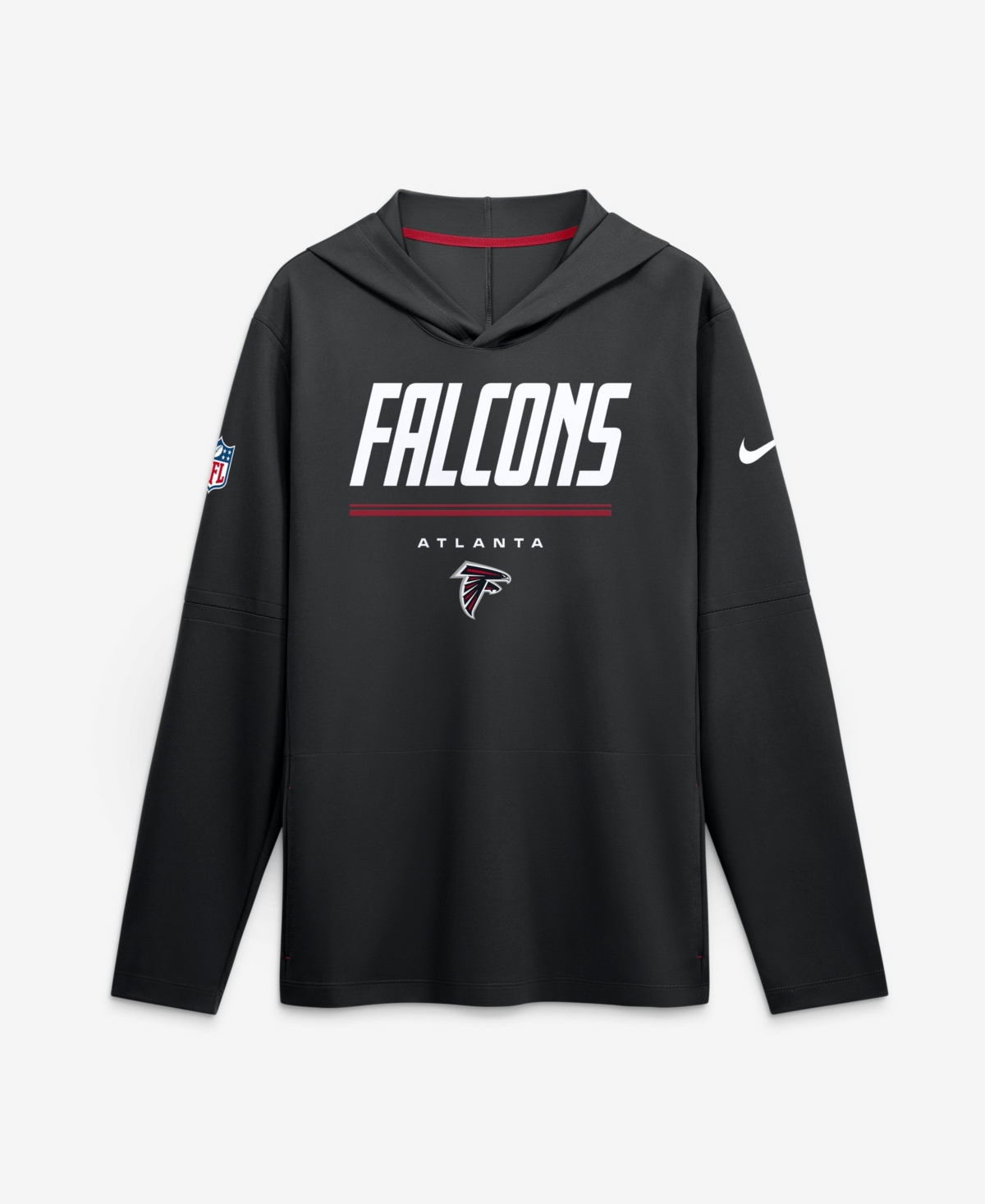Nike Men's Atlanta Falcons Sideline Game On Long-Sleeve Removable-Sleeves Hoodie