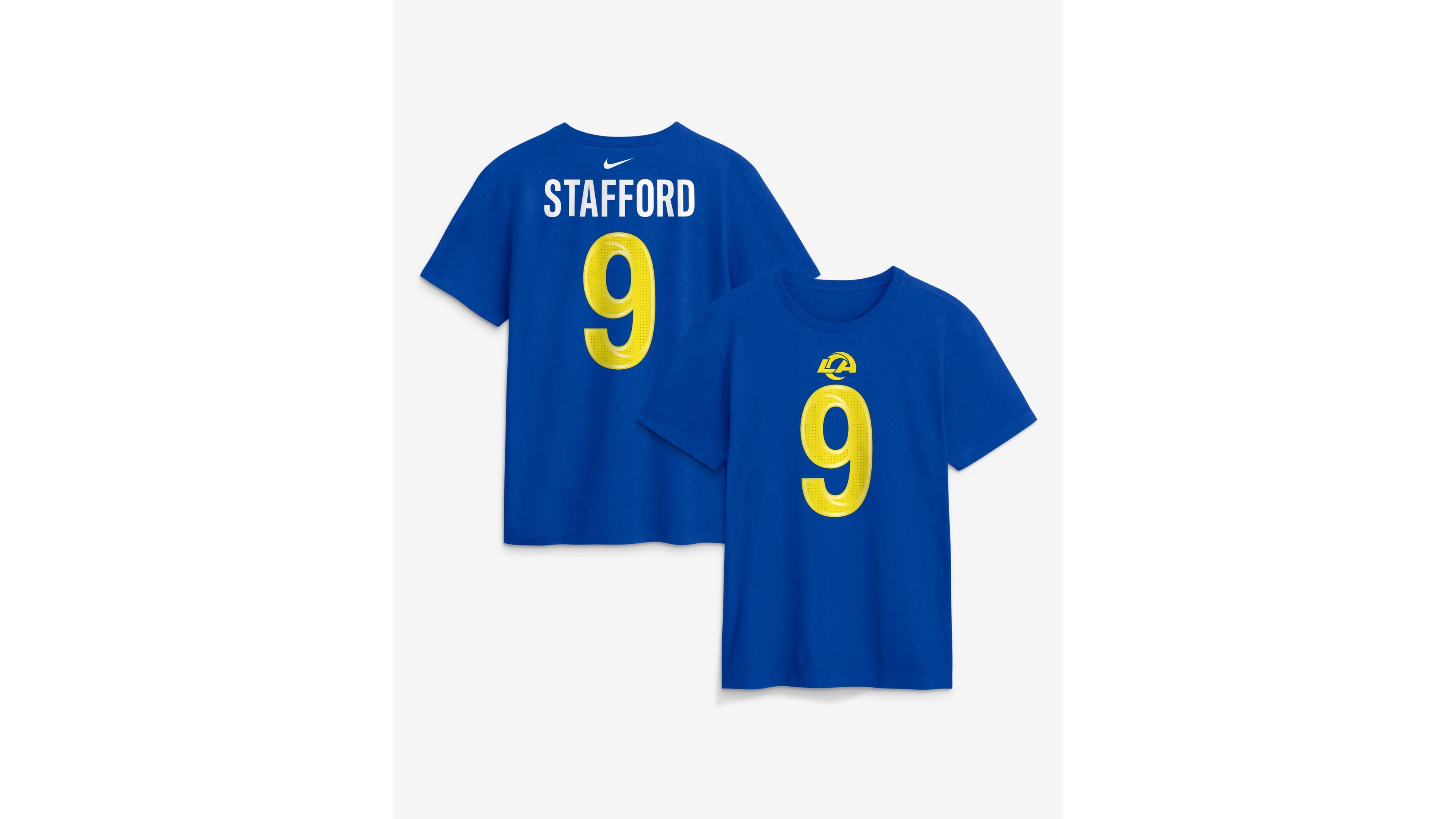 Nike Men's Los Angeles Rams Matthew Stafford Screen-Print Graphics Mesh Details T-Shirt
