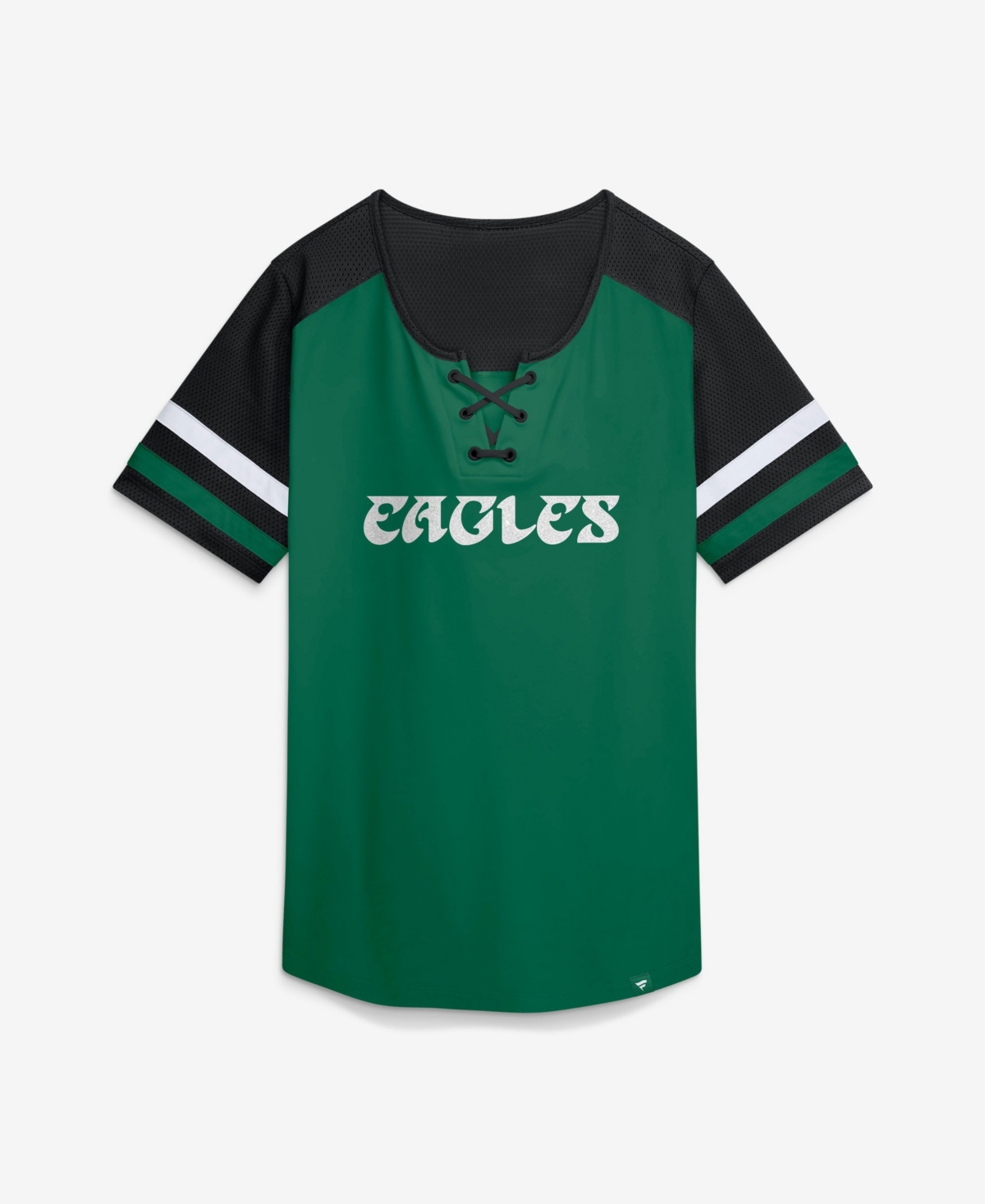 Fanatics Women's Philadelphia Eagles Curl Route Athena Lace-Up Mesh T-Shirt - Kelly Green