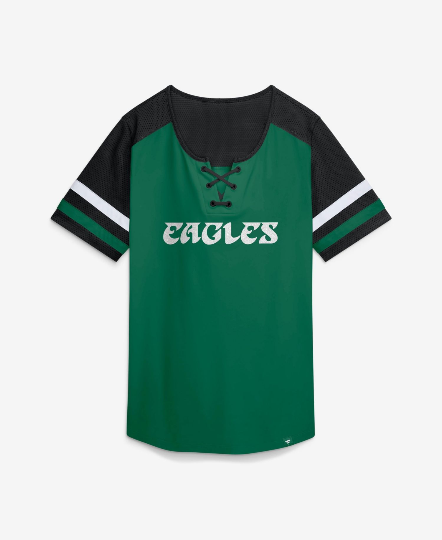 Women's Philadelphia Eagles Curl Route Athena Lace-Up Mesh T-Shirt
