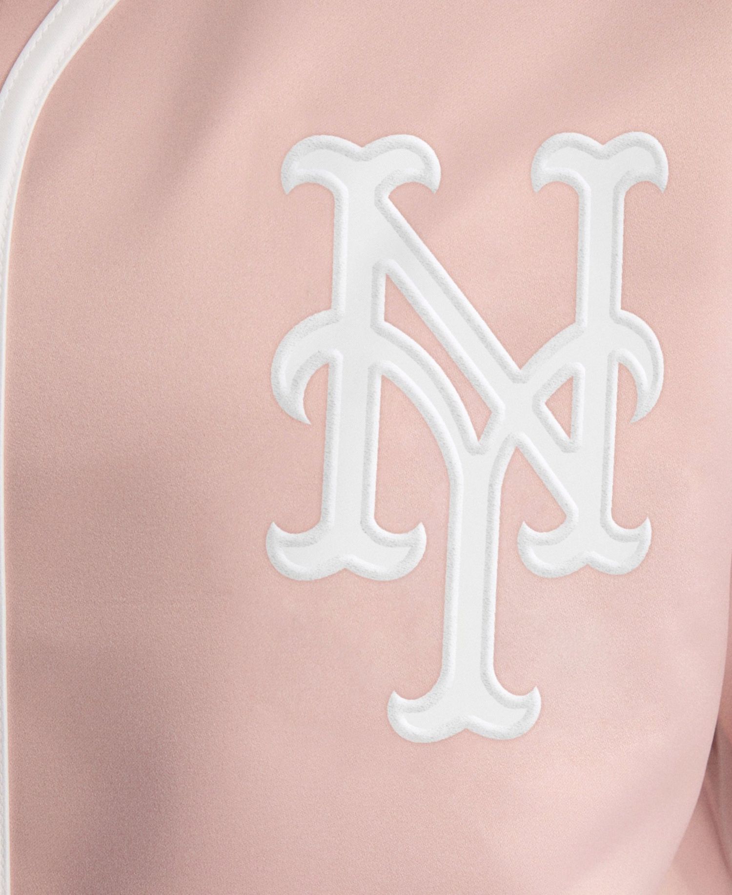 Women's New York Mets Boxy Cropped Satin Baseball Top