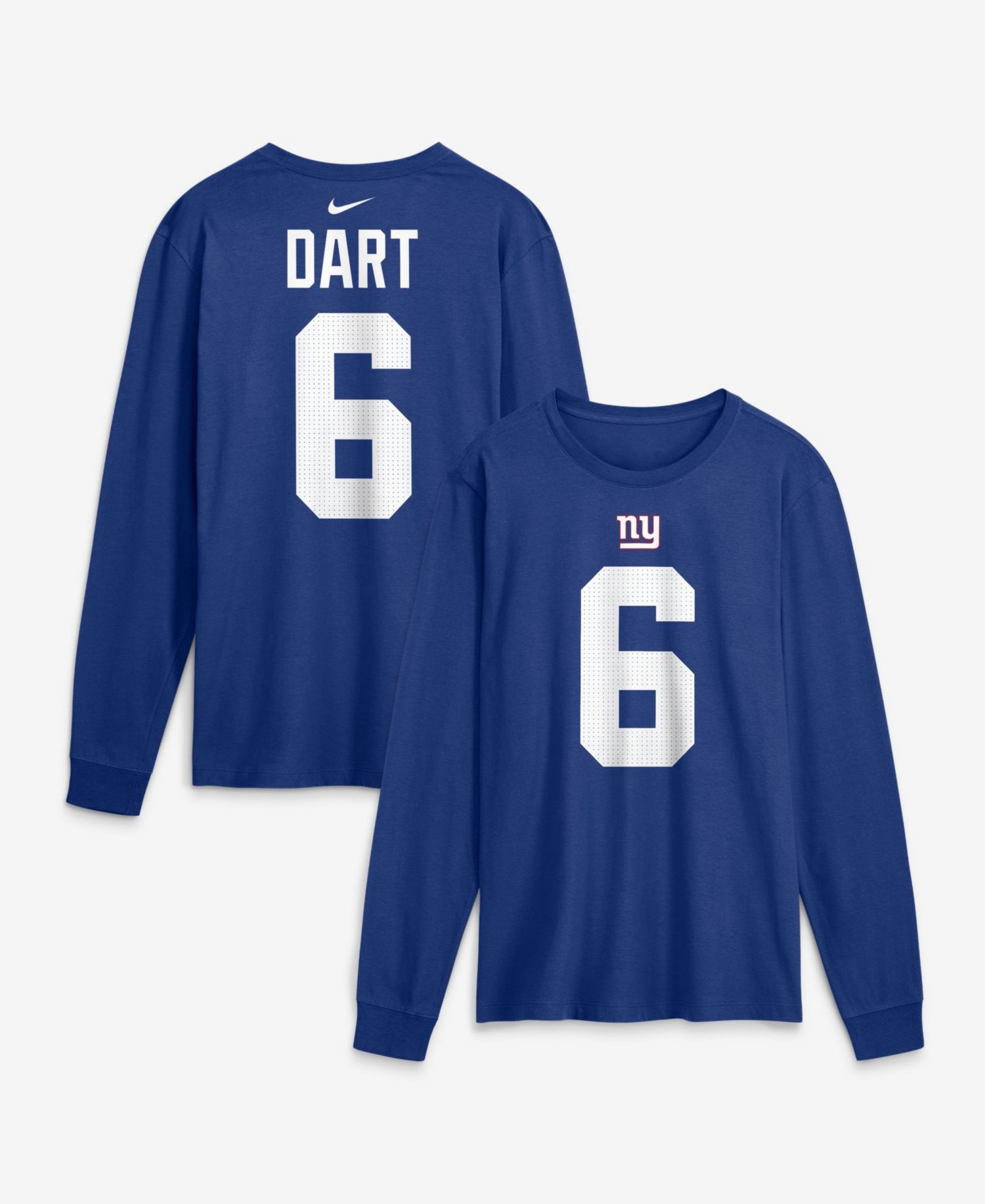 Men's New York Giants Jaxson Dart Name & Number Seamless Long-Sleeve T-Shirt