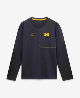 Men's Michigan Wolverines Sideline Coaches Long-Sleeve Crew Neck T-Shirt