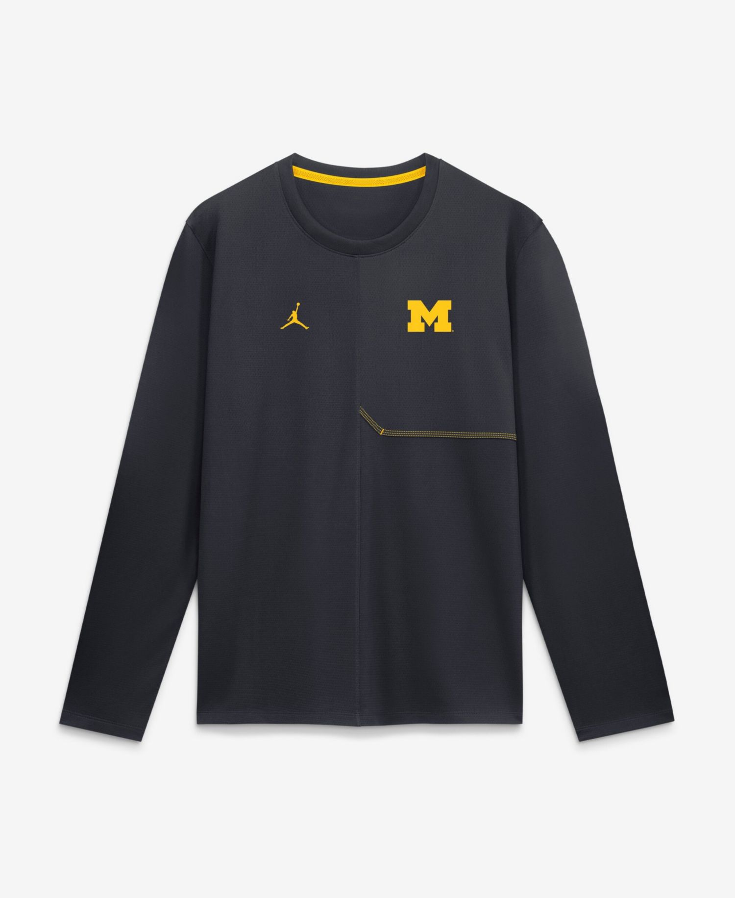 Men's Michigan Wolverines Sideline Coaches Long-Sleeve Crew Neck T-Shirt