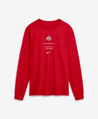 Men's Ohio State Buckeyes Sideline Long-Sleeve Crewneck Screen-Print T-Shirt