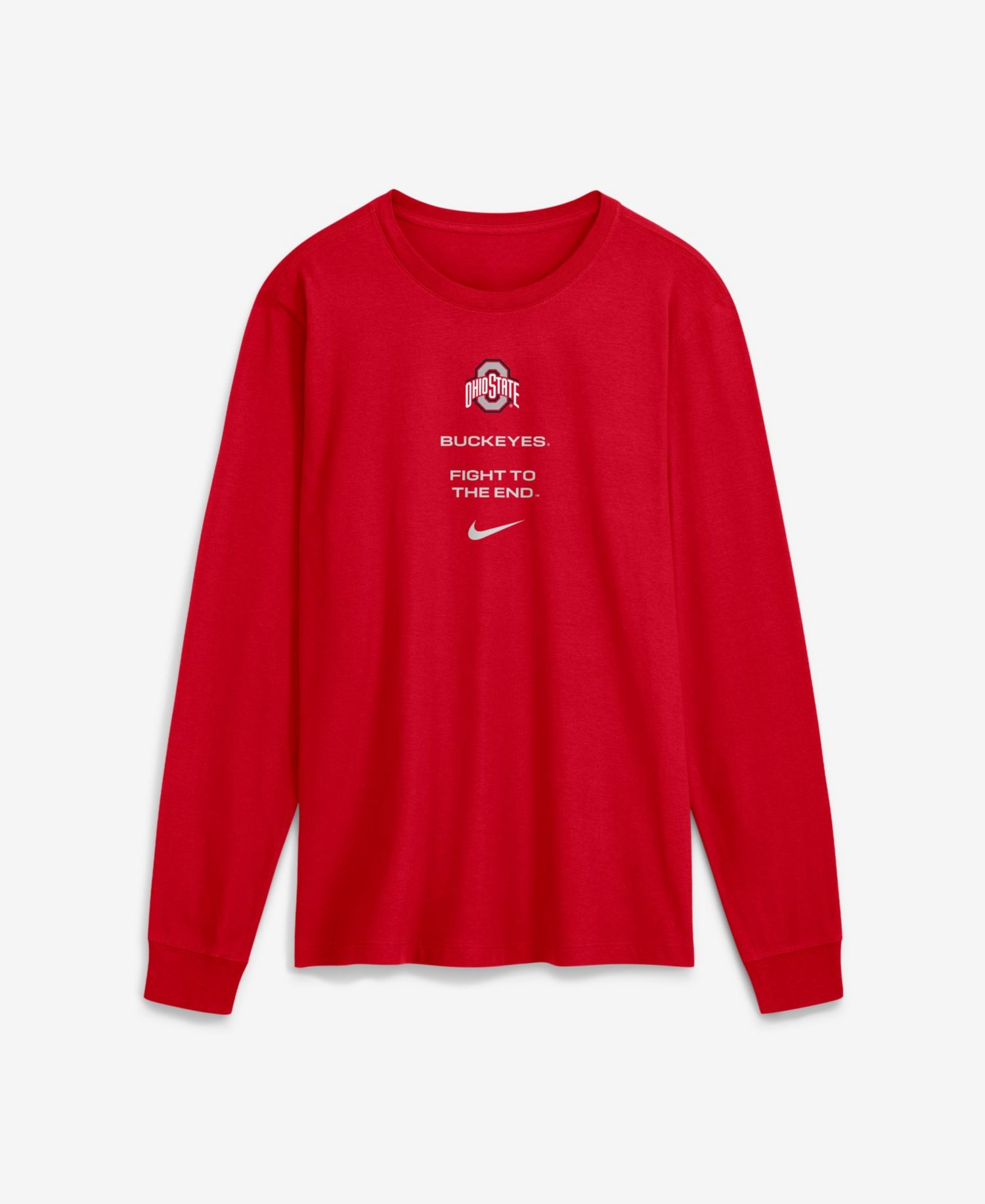 Men's Ohio State Buckeyes Sideline Long-Sleeve Crewneck Screen-Print T-Shirt