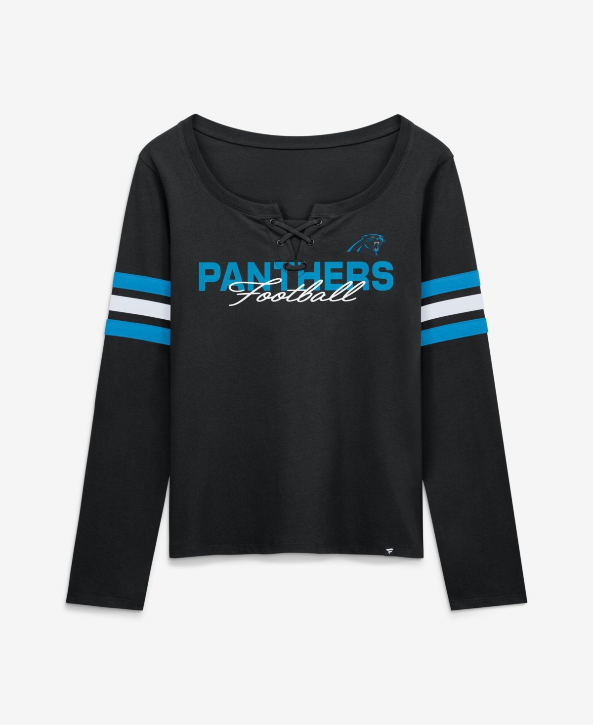 Fanatics Women's Carolina Panthers Team First Coverage Scheme Lace-Up Long Sleeve T-Shirt - Black
