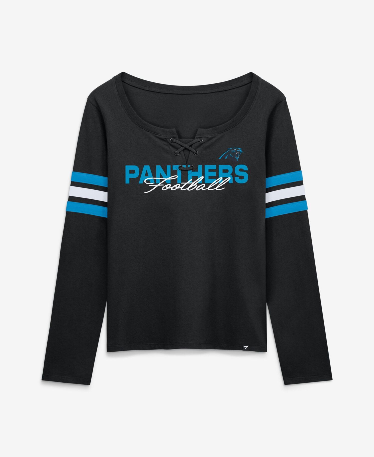 Women's Carolina Panthers Team First Coverage Scheme Lace-Up Long Sleeve T-Shirt