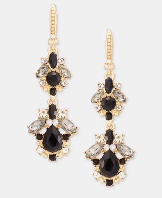Gold-Tone Glass Chandelier Double-Drop Earrings