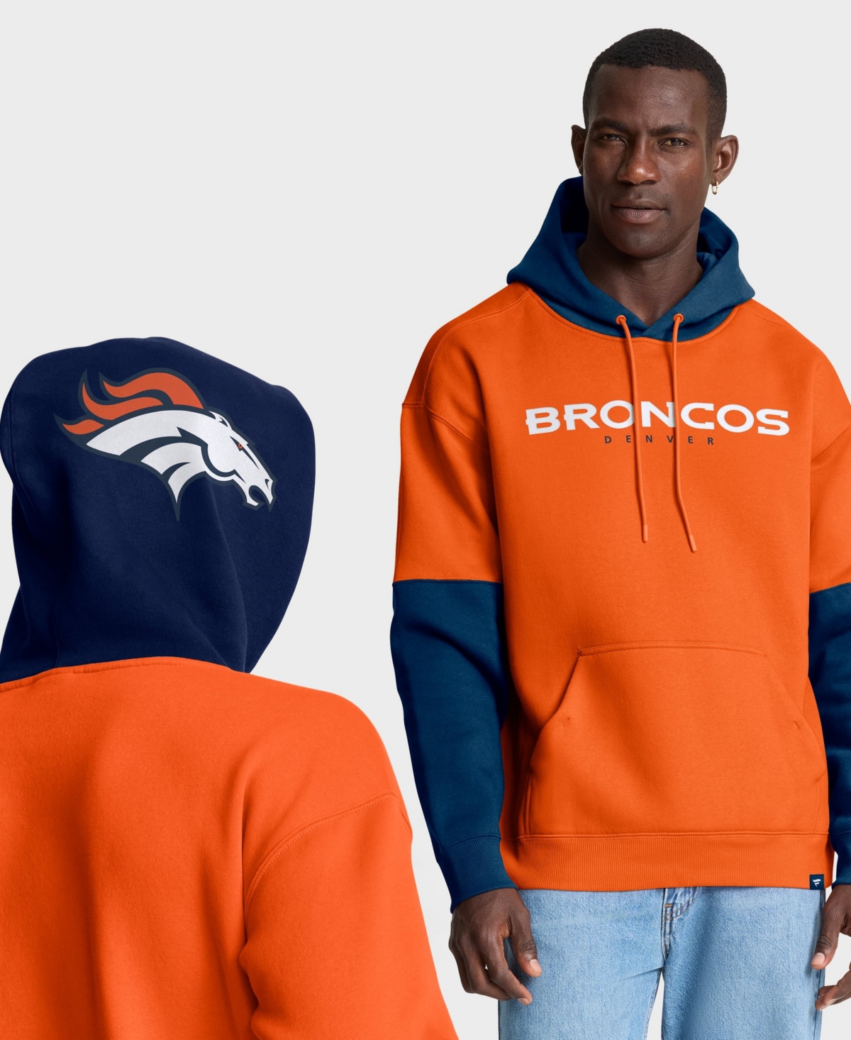Fanatics Men's Denver Broncos Helmet Relaxed-Fit Fleece Pullover Hoodie