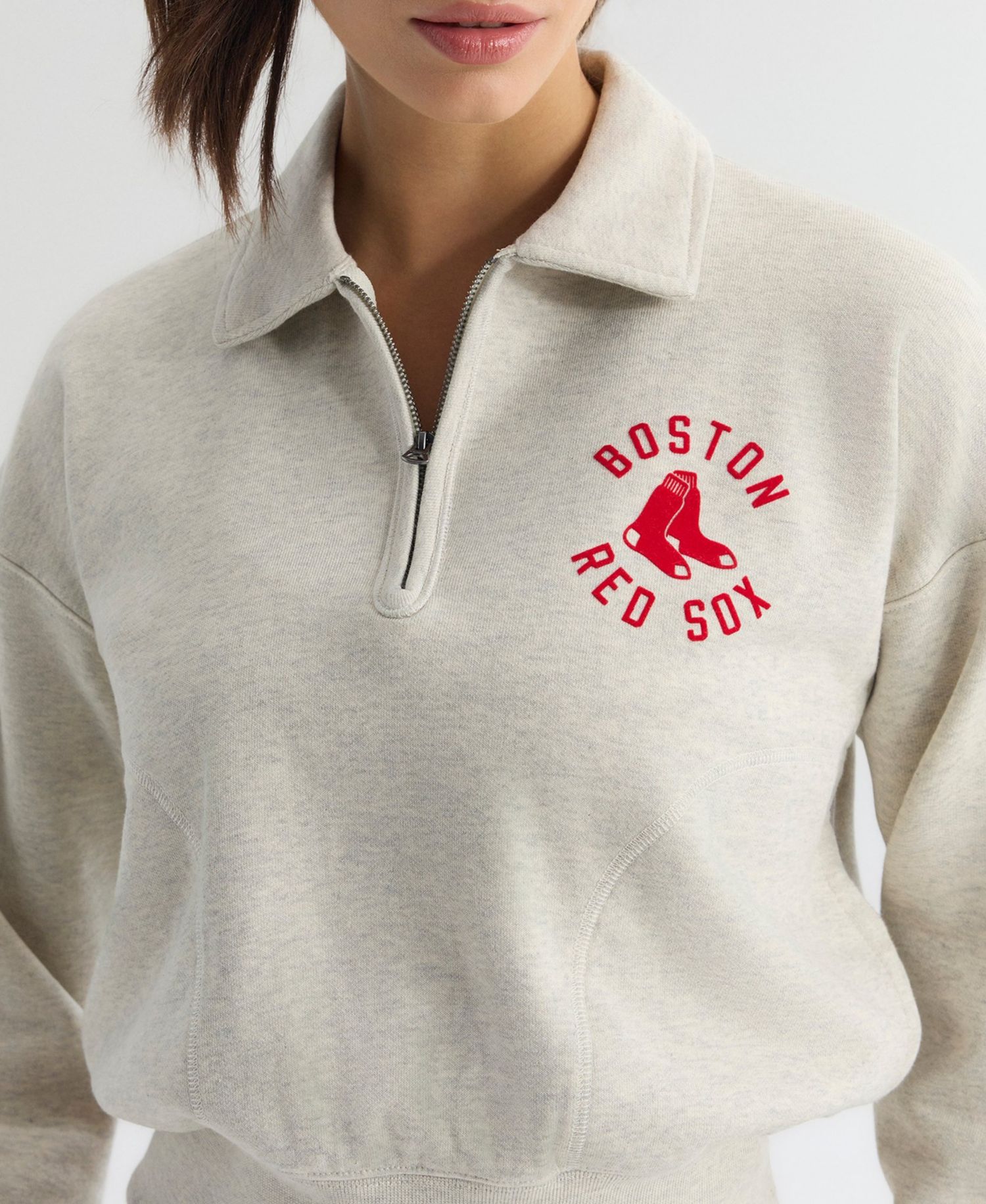 Women's Boston Red Sox Iconic Cropped Quarter-Zip Sweatshirt