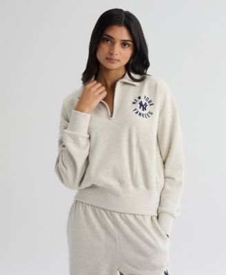 Women's New York Yankees Iconic Terry Quarter-Zip Cropped Sweatshirt