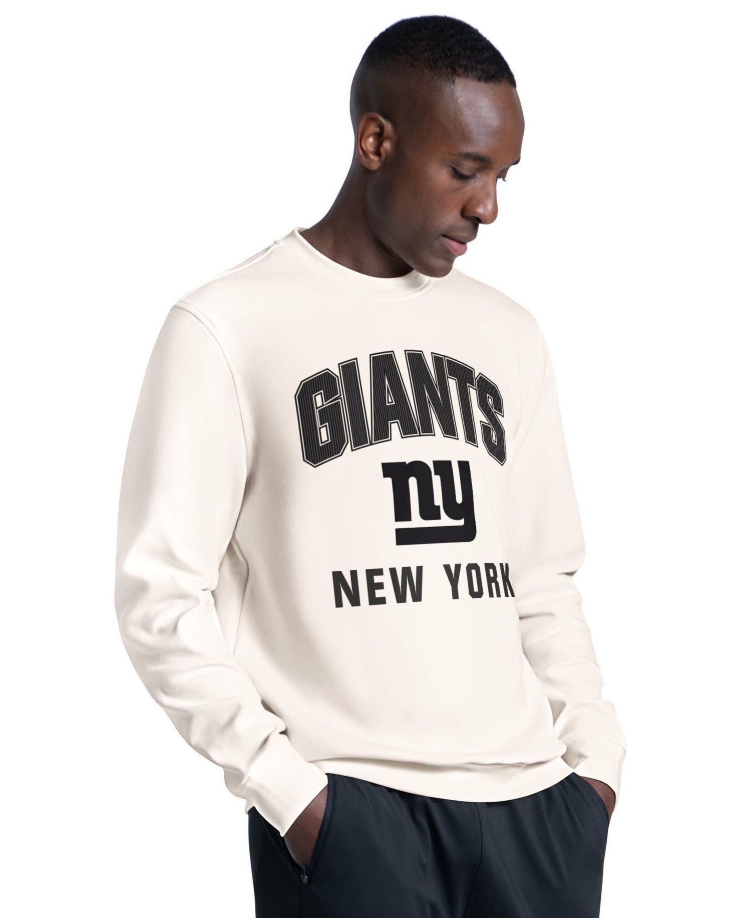 Men's Cream New York Giants Finish Line Sweatshirt