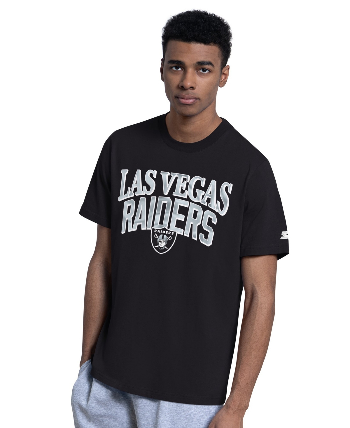Starter Men's Black/Heather Gray Las Vegas Raiders Logo T-Shirt, 2-Piece Set