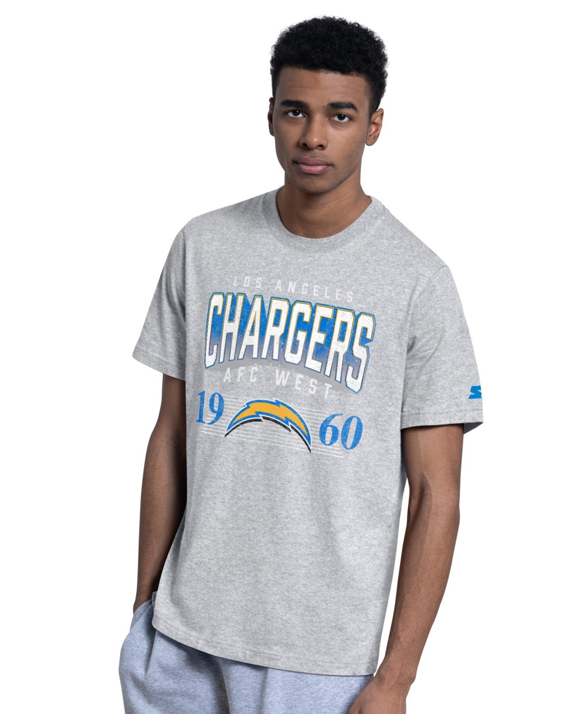 Starter Men's Powder Blue/Heather Gray Los Angeles Chargers Logo T-Shirt, 2-Piece Set