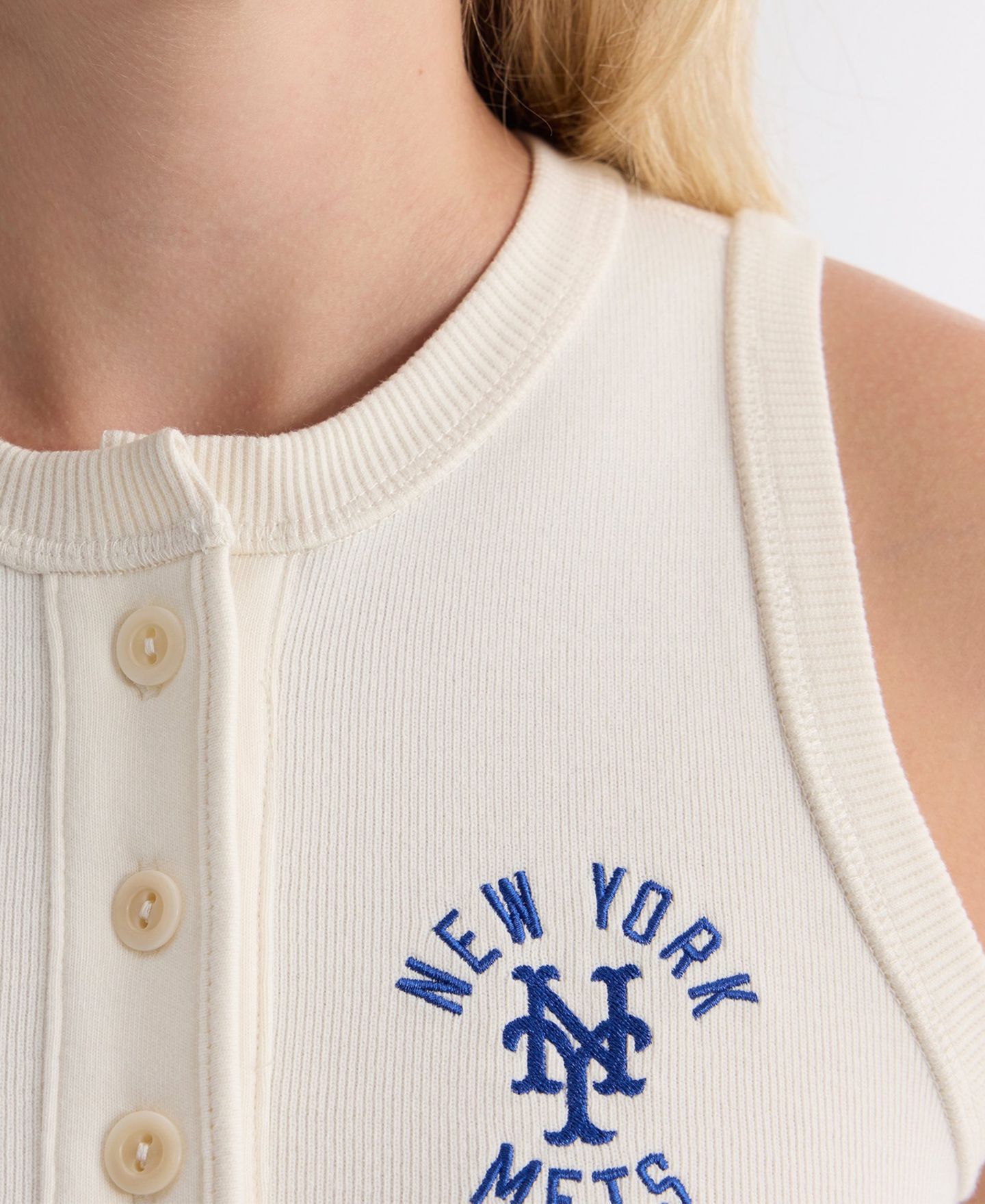 Женский топ Fanatics New York Mets Iconic Ribbed-Knit Cropped Crew Neck — фото 9