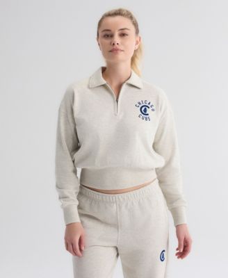 Women's Chicago Cubs Quarter-Zip Cropped Sweatshirt