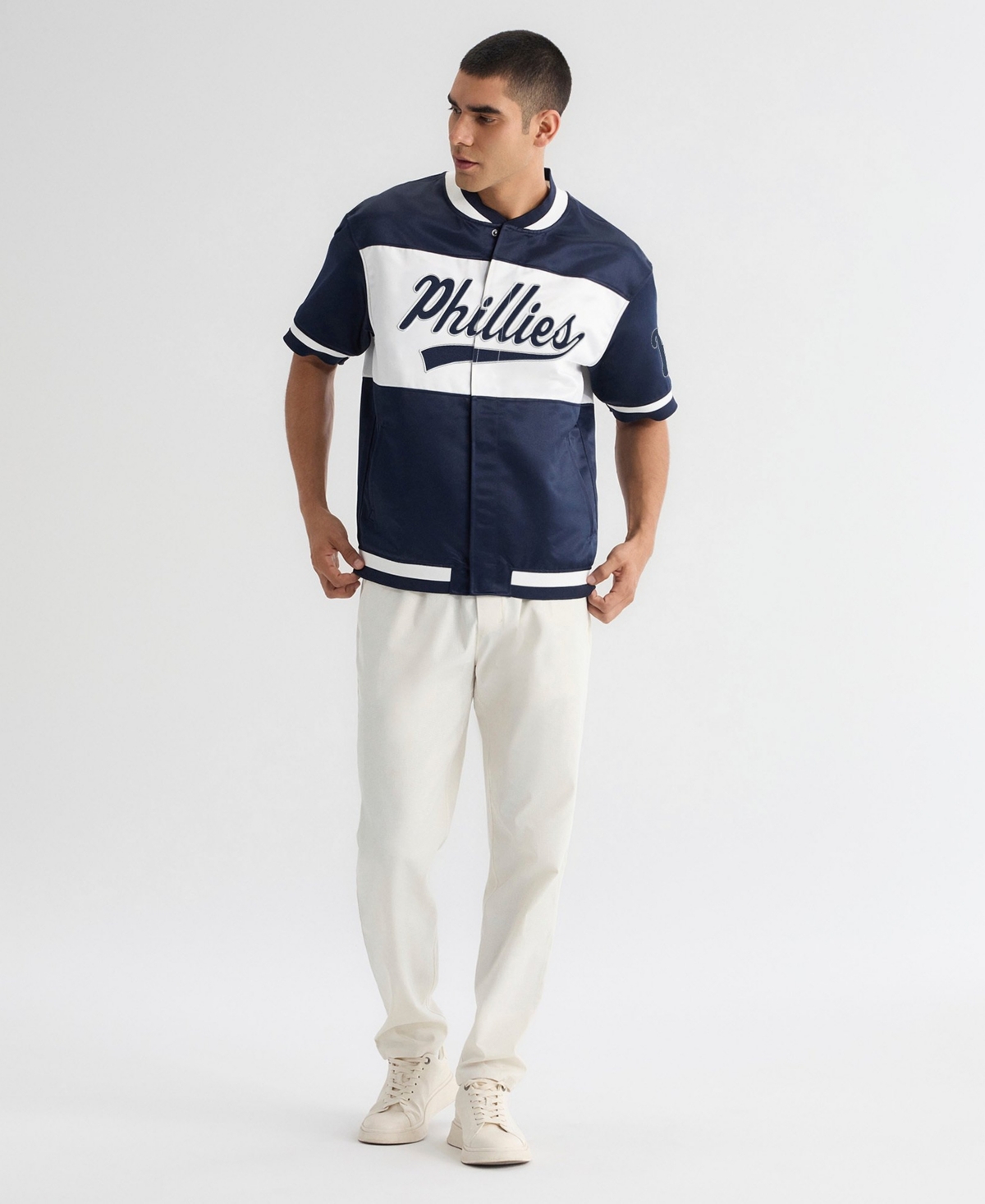 Fanatics Men's Philadelphia Phillies Iconic Satin Full-Snap Short-Sleeve Jacket