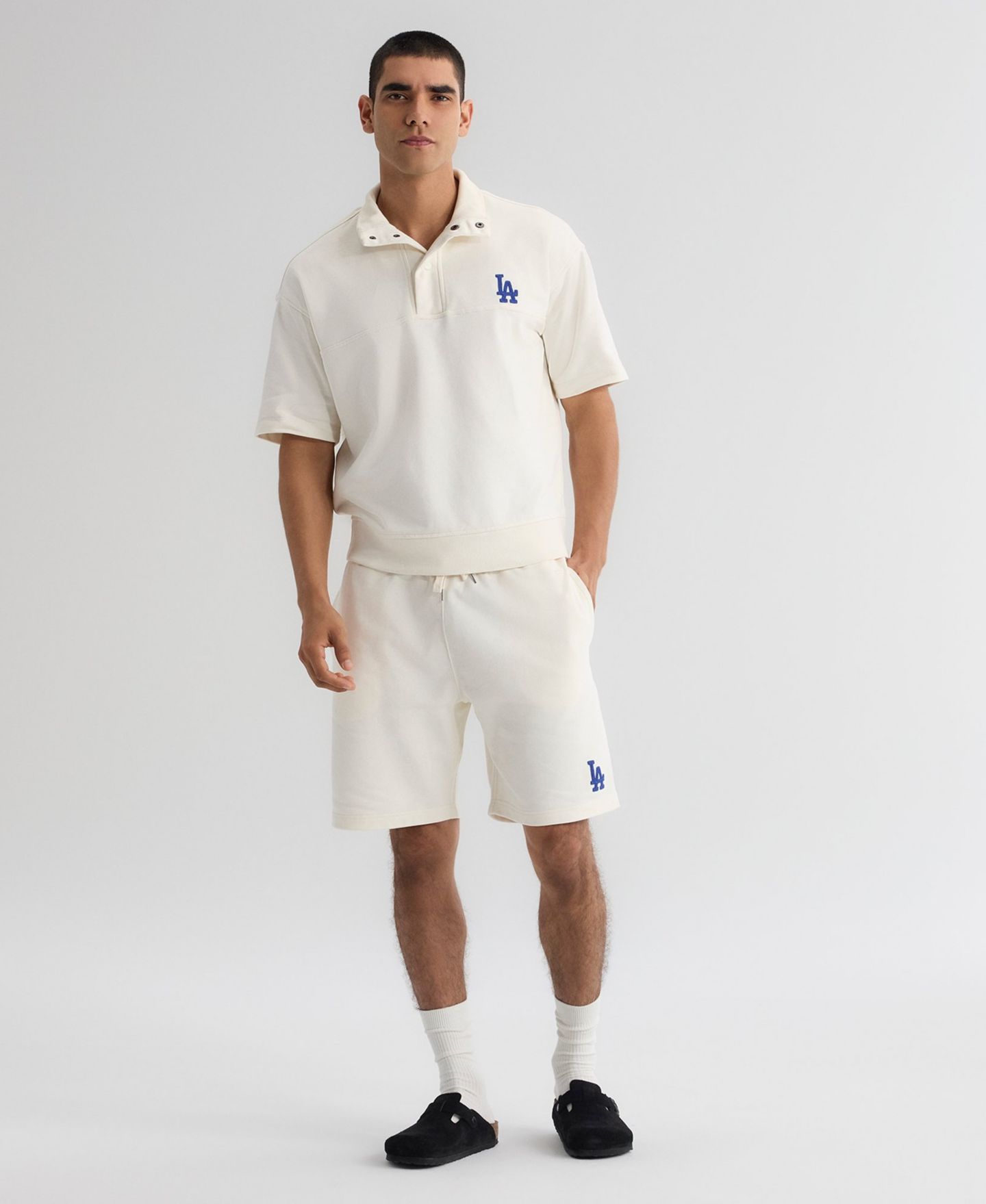 Мужской свитер Fanatics Los Angeles Dodgers Iconic Mock Neck Pre-Season Terry Short Sleeve Pullover — фото 5