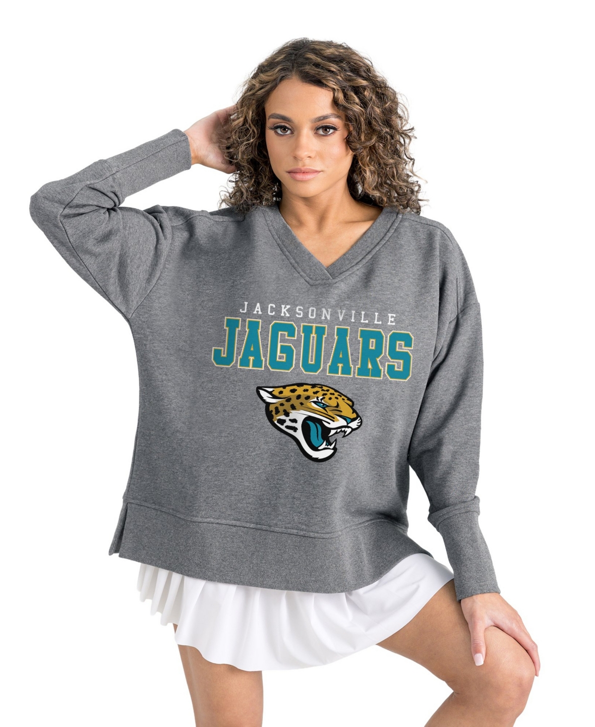 Gameday Couture Women's Jacksonville Jaguars Relaxed-Fit French-Terry V-Neck Pullover Sweatshirt