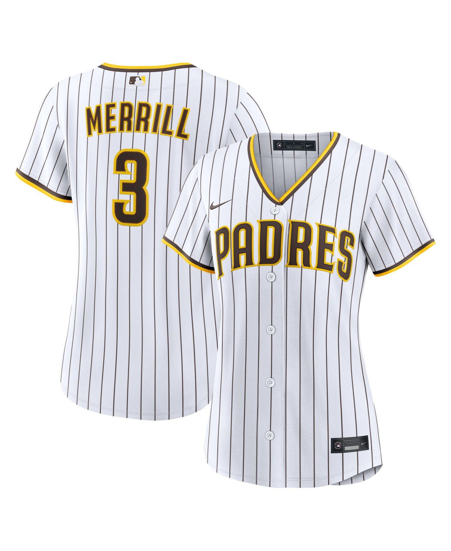 Женский топ Nike San Diego Padres Jackson Merrill Short-Sleeve Replica Home Jersey — фото 1