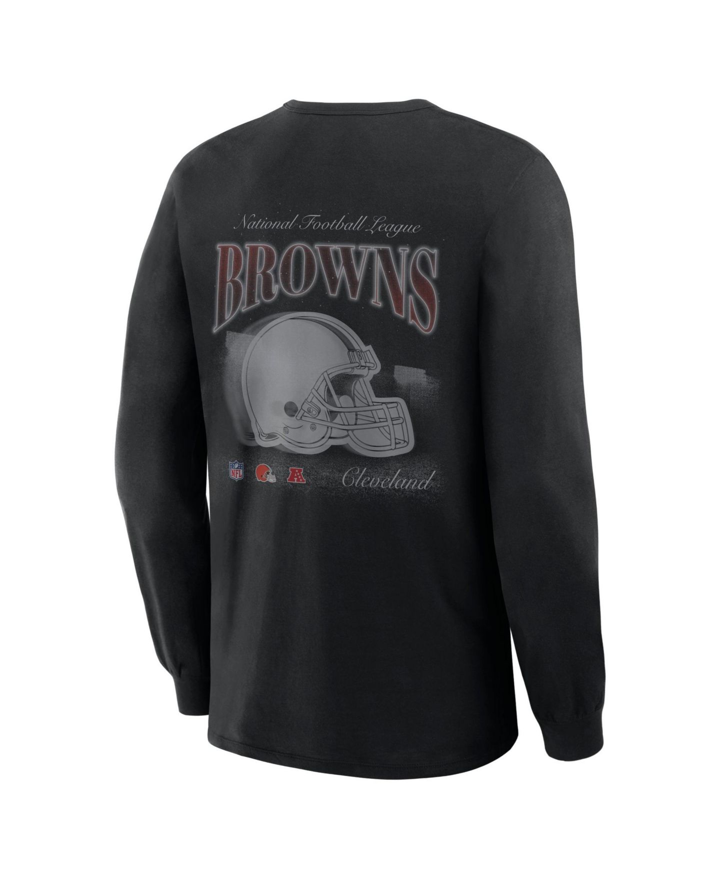 Мужская футболка Fanatics Cleveland Browns Midnight Falls Classic Fit Rib-Knit Cuffs Crewneck Long Sleeve — фото 3