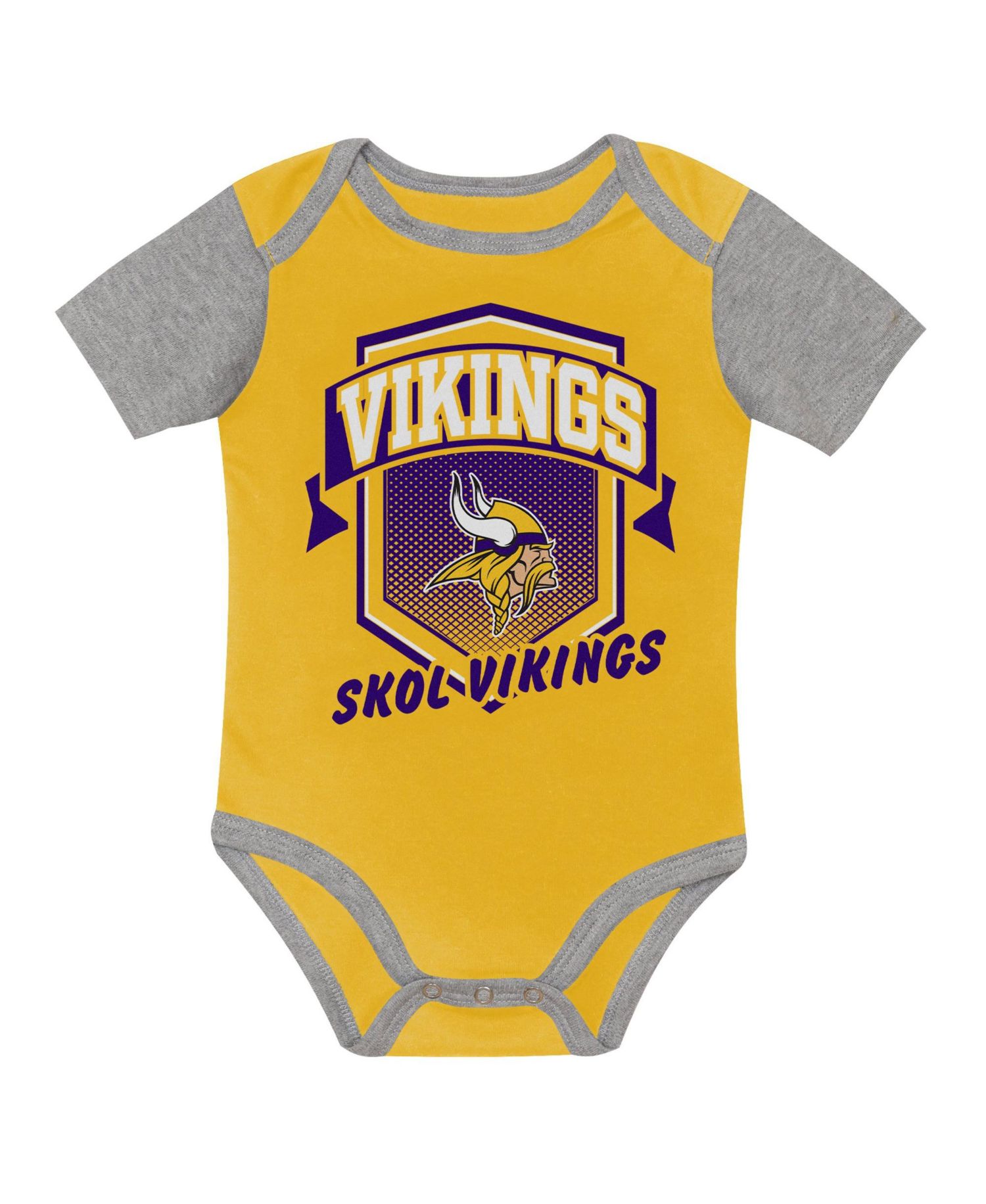 Baby Boys' and Girls' Minnesota Vikings First Round Pick Screen-Printed Bodysuits, 3-Piece Set
